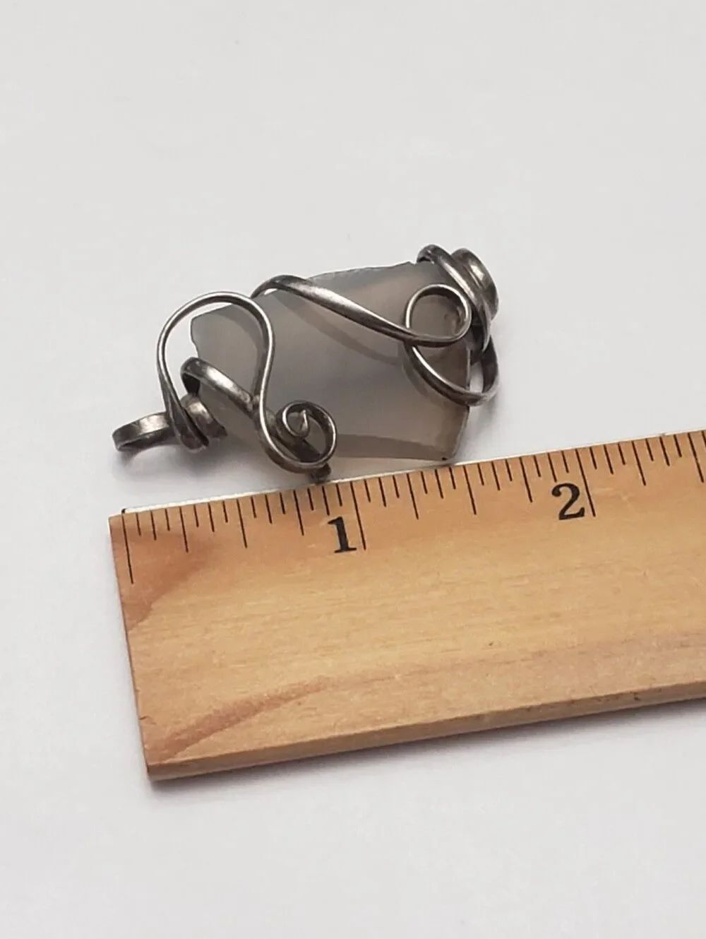 Wire Wrapped Translucent Agate Pendant - Picture 7 of 7